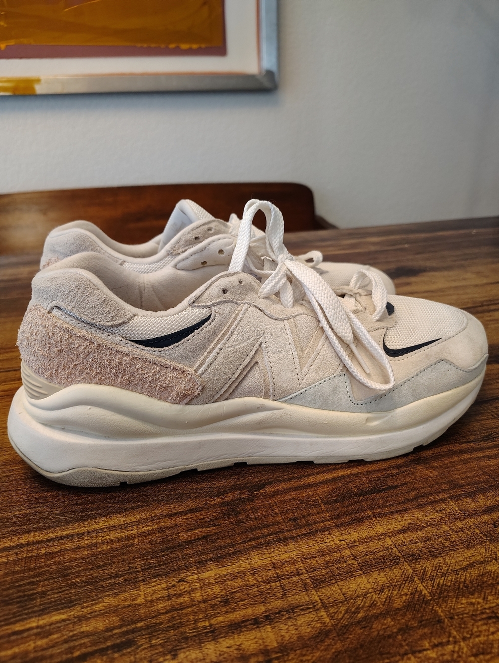 New Balance 57/40 sneakers in the Sea Salt Vintage Rose colorway Mens 11